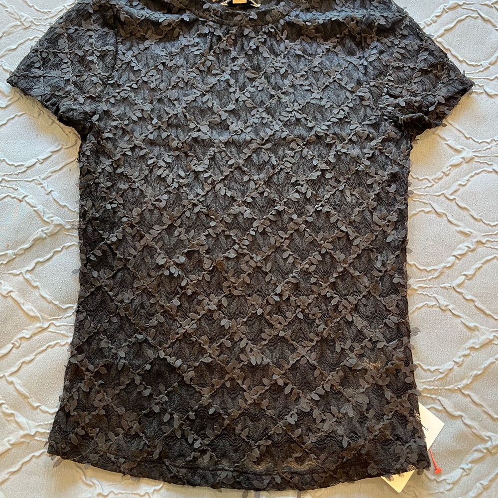 Topshop Black Embellished Short Sleeve Blouse